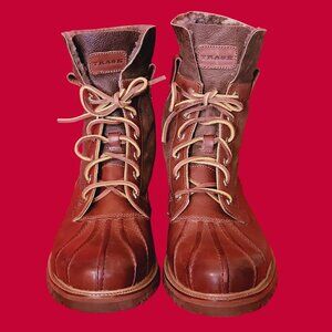 HS Track Mens Leather Boots Lace Up Shearling Lining 12 M